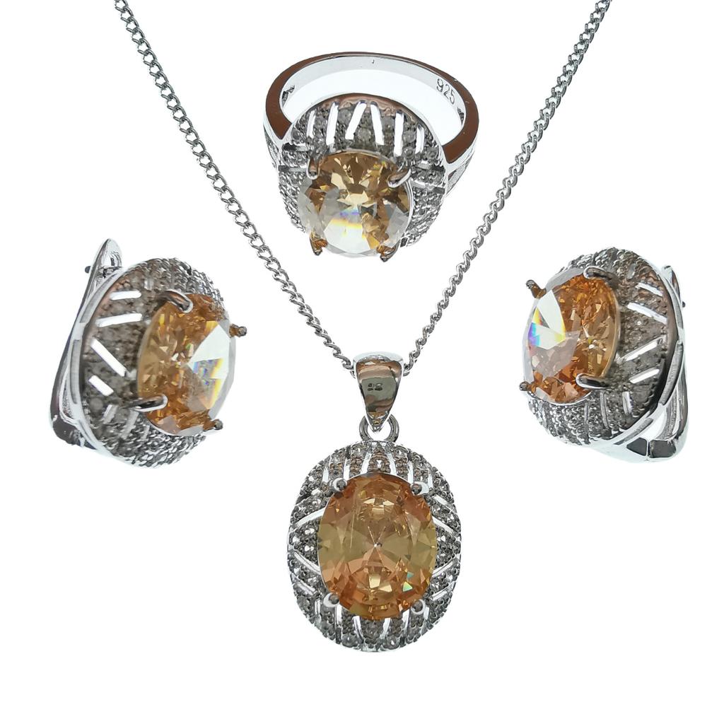 Наборы свадебных украшений из стерлингового серебра 925 пробы с цирконом, женские украшения, обручальные кольца, серьги, подвеска, браслеты, набор колье для женщин