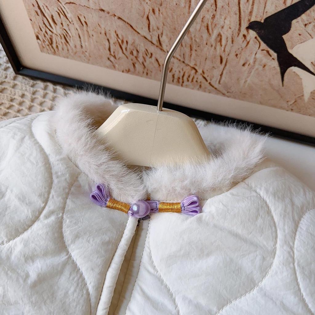 Зимняя хлопковая куртка в корейском стиле для девочек с меховой отделкой - BWB079