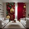 2pcs HD Christmas Drop Ball Holly Berry Decorative Curtain Red Green Tie Digital Printed Curtain Home Decoration Style Decora