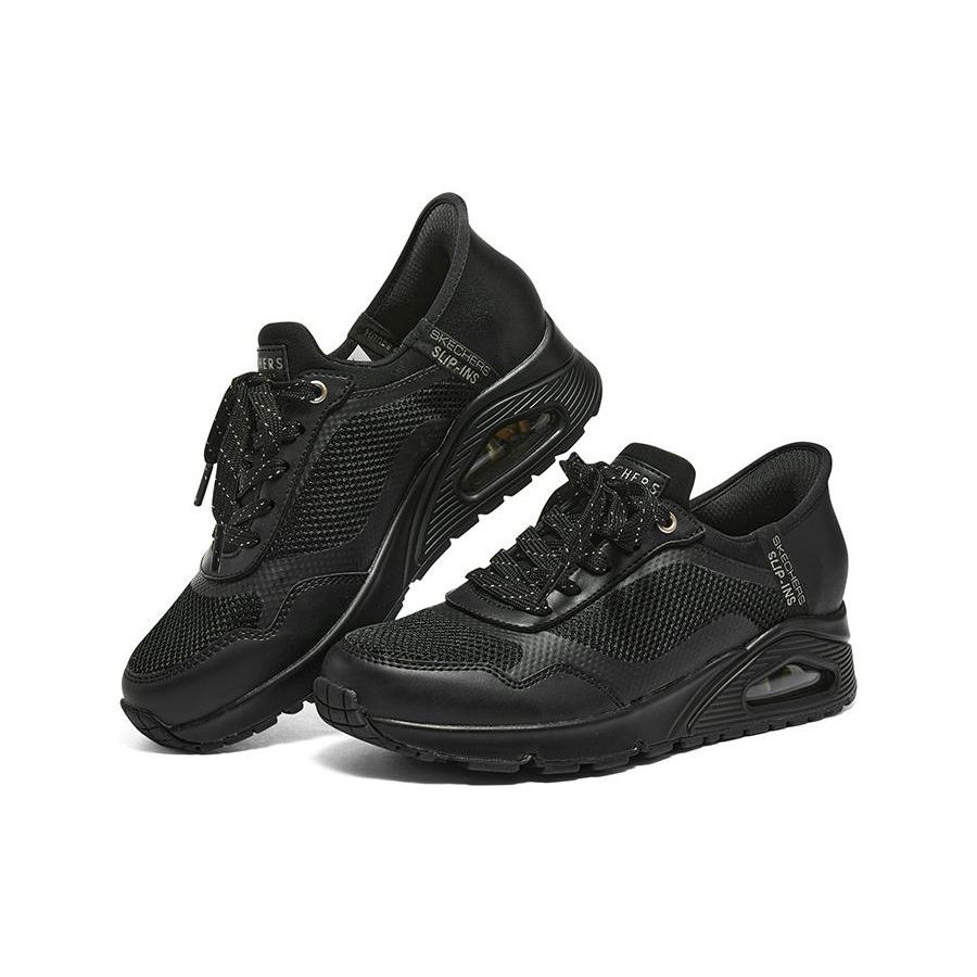 Skechers Uno Удобные Универсальные Прочные Дышащие Легкие Низкие Повседневные Туфли Женские Повседневные Туфли Черные 177111-BBK