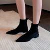 Зимние новые женские замшевые удобные однотонные короткие теплые элегантные модные ботинки 2024 года
