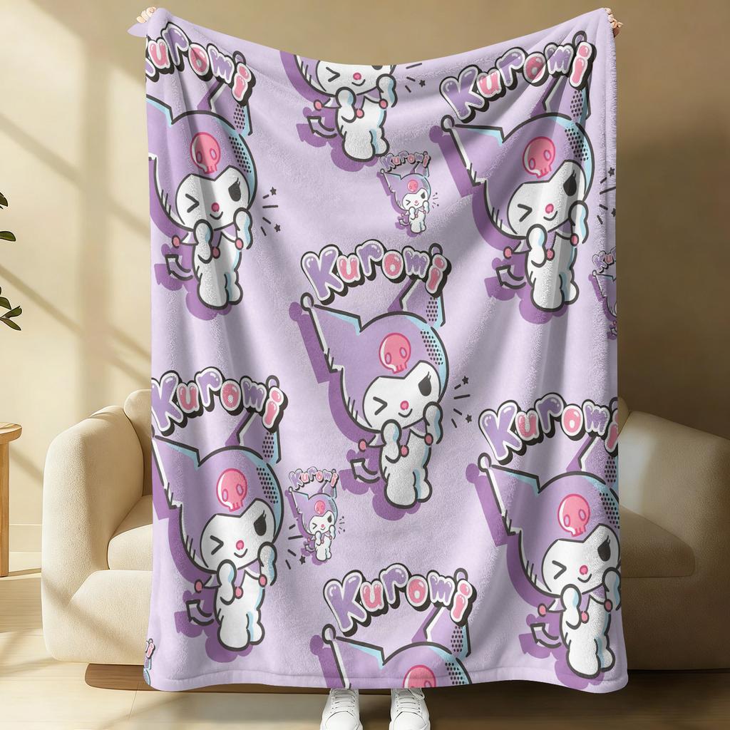 Playful Sanrio Friends Flannel Fleece Blanket Soft Warm Fluffy Throw Cute Sofa Bed Cover Office Nap Shawl Lightweight Blanket