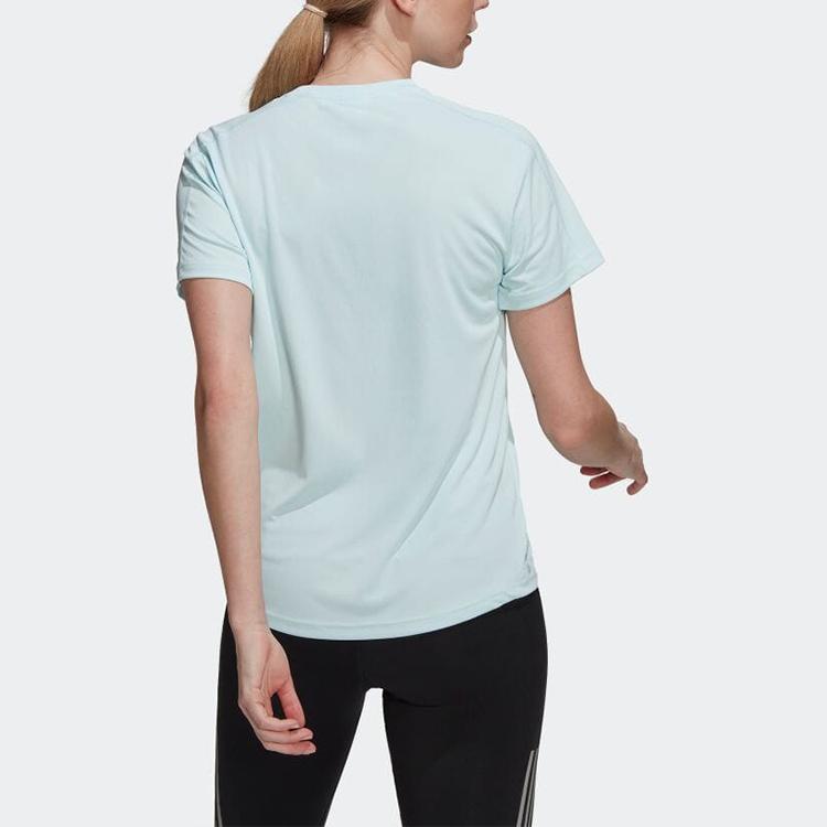 Adidas Футболка с круглым вырезом и логотипом в американском стиле с коротким рукавом, женская футболка, светло-голубая HL1456