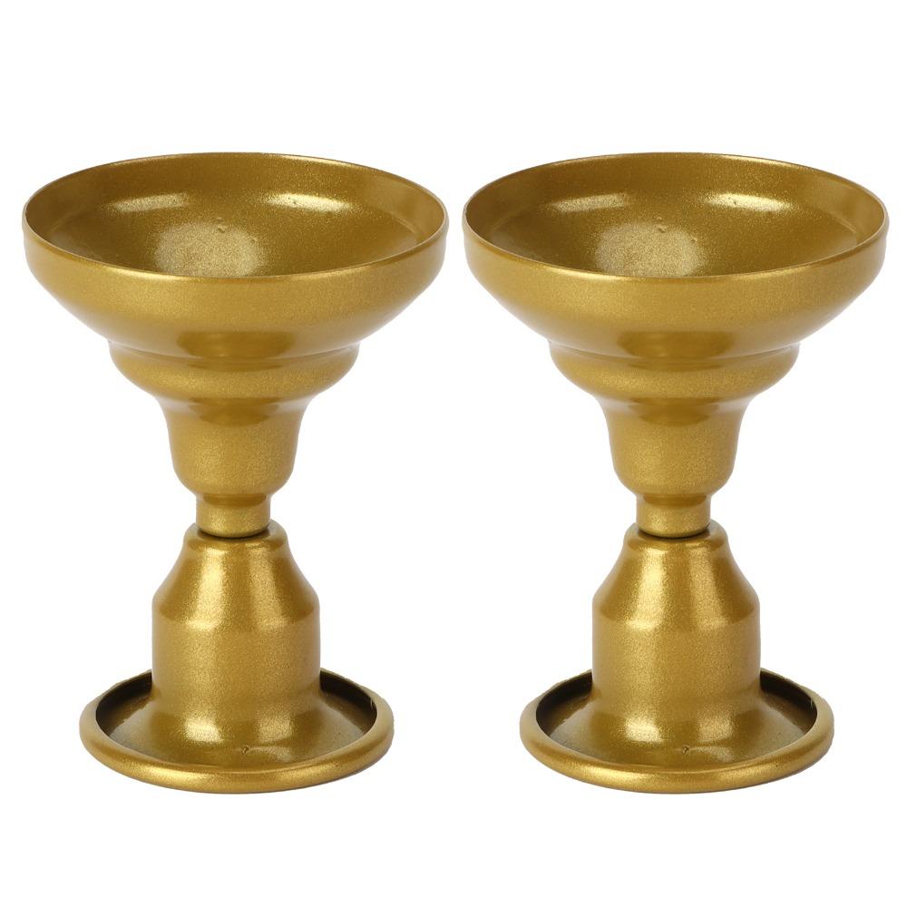 2pcs Tabletop Decor Candle Holder Gold Desktop Candle Stand Candlestick Holder Dining Table Decor