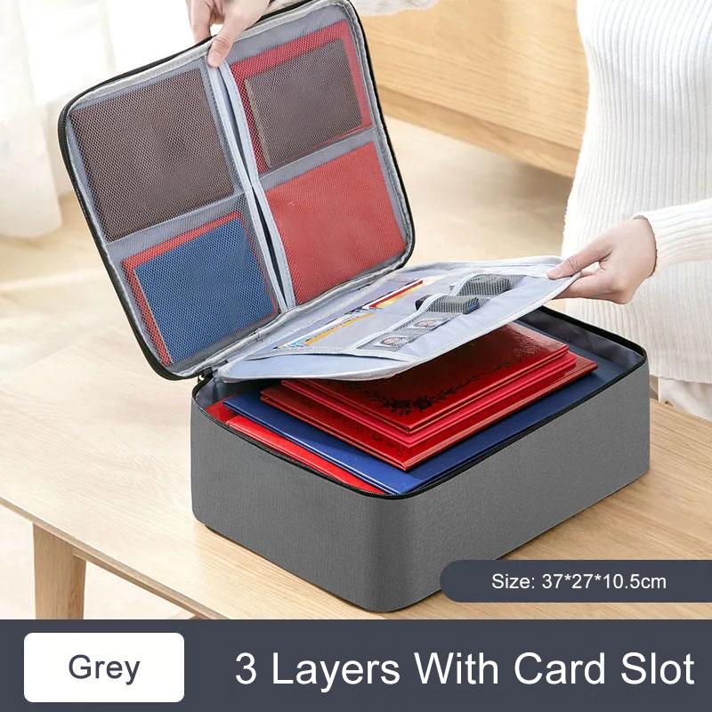 Document Storage Bag Multi-functional Card Bag with Password Lock Account Book Certificate Passport Finishing Storage Case Large Capacity Portable