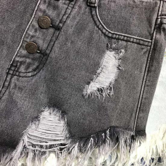 Женские шорты с кисточками, свободные универсальные шорты с высокой талией и пуговицами, рваные шорты, повседневная одежда