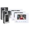 2-Wire Video Intercom 7in 3 Monitors 2 Cameras Fingerprint Password IC Card Night Vision Doorbell