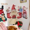 1 Sheet Christmas Wall Sticker Gnome Elf Stocking Candy Cane Gift Bag Waterproof PVC Self-adhesive Living Room Bedroom Holiday Wall Art Decoration