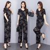 Women Pant Sets  Casual Summer 2 Piece Sets Women Elegant Loose Wide Leg Pants and Short Sleeve Blouse