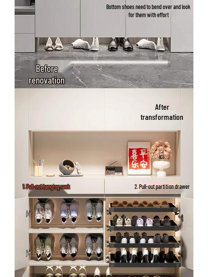 Шкаф для обуви с выдвижным ящиком и направляющими для прихожей