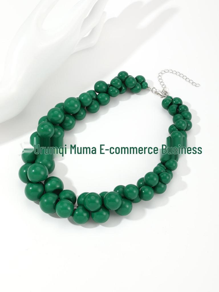 Bohemian Double-Layer Resin Red Coral Necklace for Women