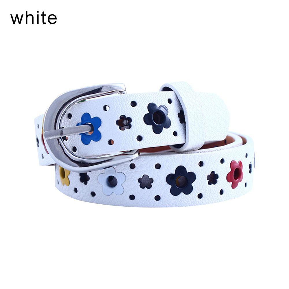 Flower Eyelet Decoration Colorful Fashionable Waistband Kids Belt Faux Leather Belt Waist Belt