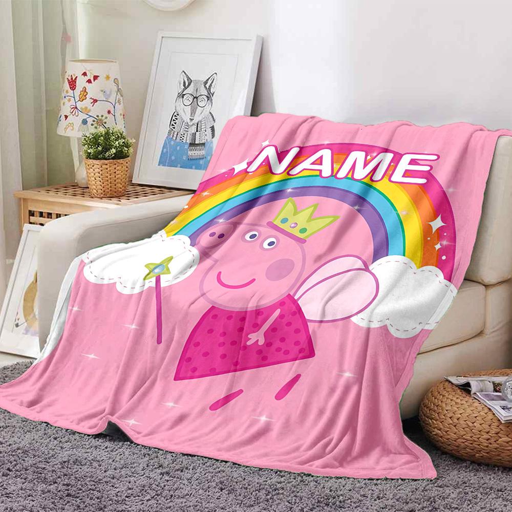Customizable Pink Pig1 Throw Blanket – Personalized Name, All-Season Cozy Snug Blanket, Machine Washable, Personalized Blanket