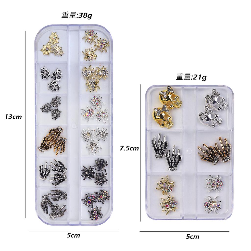 New Halloween Nail Accessories Alloy Dark Spider Skull DIY Metal Nail Accessories