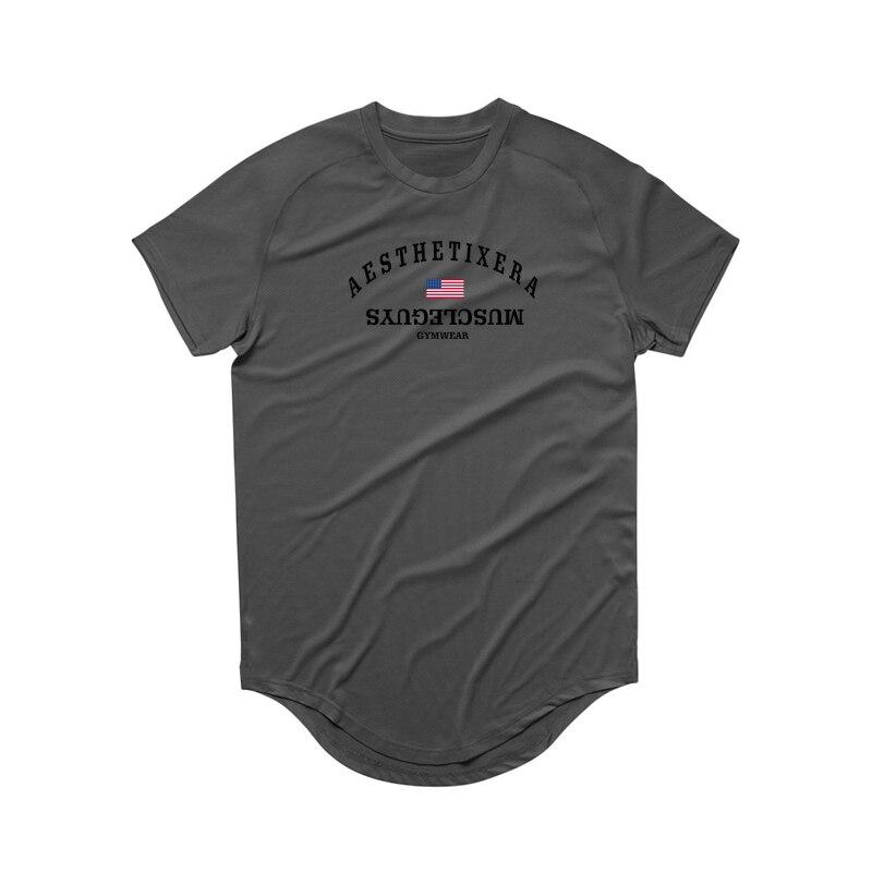 Muscleguys, летняя одежда, мужская спортивная повседневная футболка для фитнеса, быстросохнущая, дышащая и крутая, с короткими рукавами