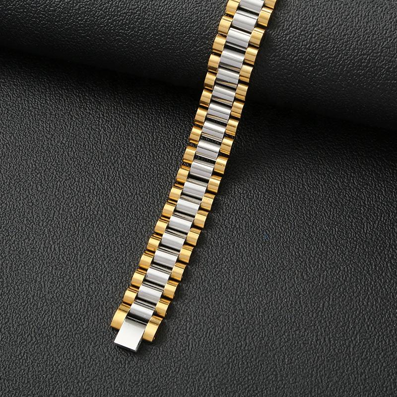 European and American Trendy Light Luxury Style High-quality Fashionable 15mm Wide Watch Chain Titanium Steel Bracelet