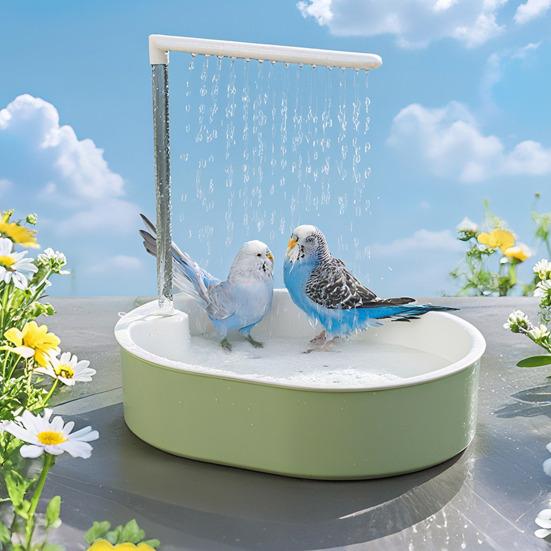Ванночка для попугаев с защитой от брызг, Душ для птиц, Тихий, Питание от USB-насоса, Автоматический душ для птиц, для какаду, конуров, волнистых попугайчиков, неразлучников