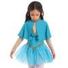 Girls Halloween Showman Costume Sleeveless Sequin Bowknot Glitters Mesh Leotard Dress Cape Arm Sleeves Set