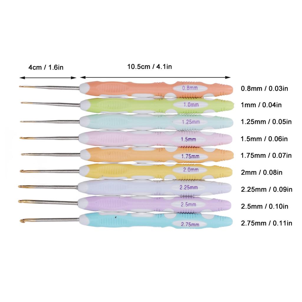 9pcs Aluminum Crochet Hooks Professional Portable Ergonomic Crochet Needles for Knitting Craft Yarn