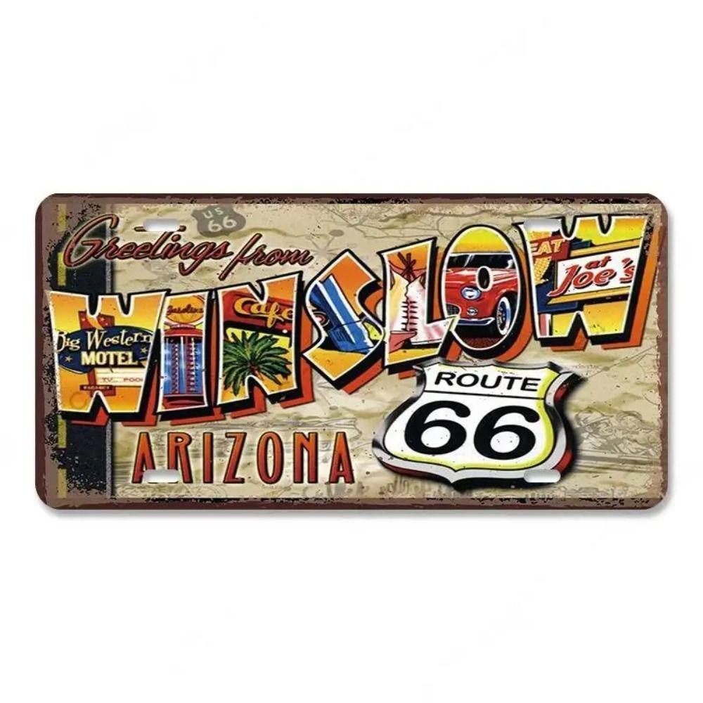 Сувенирный номерной знак Route 66, Винтажная металлическая автомобильная табличка 15x30см