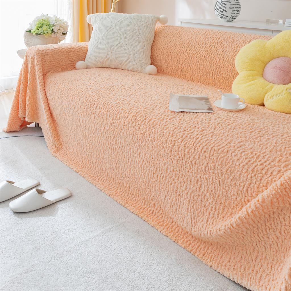Sherpa Sofa Towel Fuzzy Comfy and Cozy Throw Blankets for Couch Sofa Four Seasons Solid Color Slipcover Multipurpose Blanket
