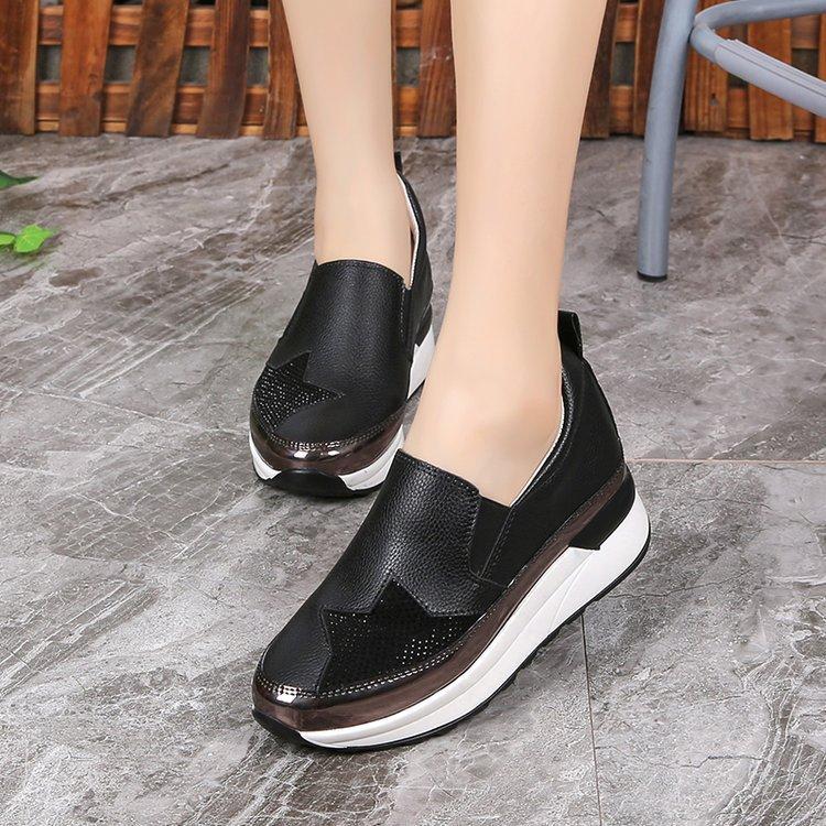 Step On Lazy Shoes, Women's Summer Fashion, Rhinestone Sponge Cake Thick Sole, Casual White Shoes with Increased Height Inside