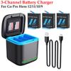 3-канальное зарядное устройство для аккумуляторов, зарядная станция для аккумуляторов, 2 слота для SD-карт, чехол для хранения аккумуляторов для Go Pro Hero 12/11/10/9, аксессуары для камер
