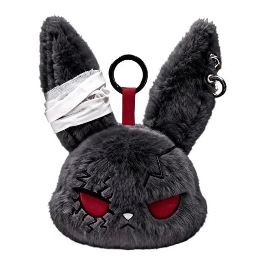 Plush Doll with Metal Hanging Loop, Dark Style Rabbit Pendant Plush Toy, Funny Expression Plush Doll, Stress Relief Collectible Toy