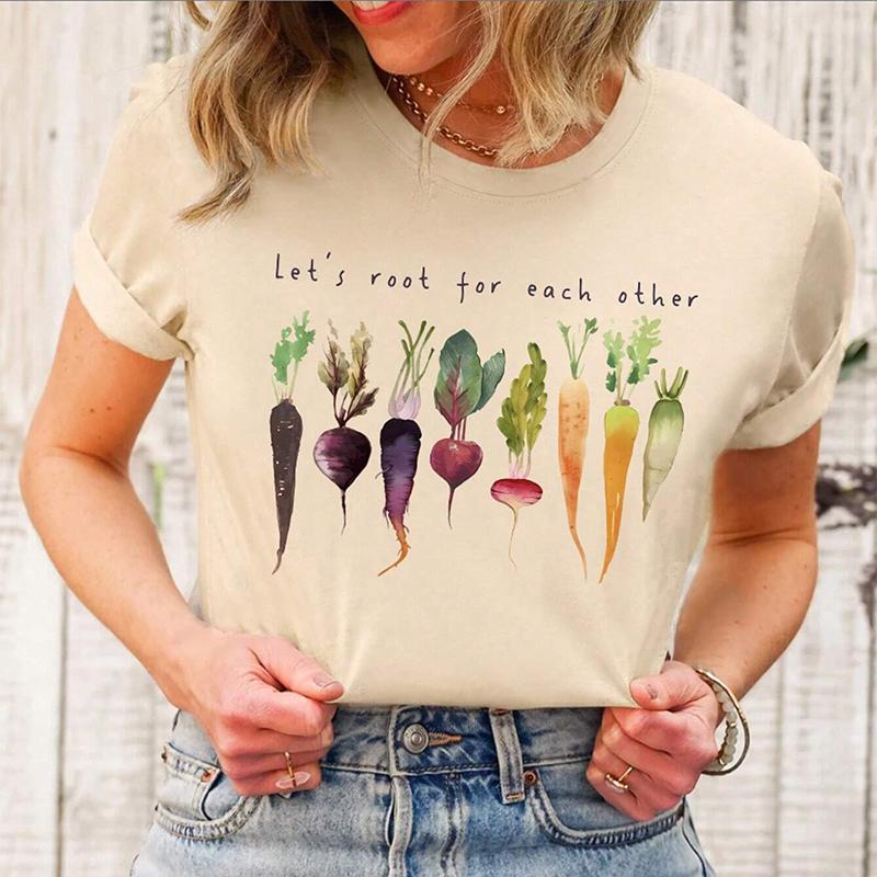 Модная женская креативная футболка с принтом овощного редиса, забавная повседневная футболка с круглым вырезом и короткими рукавами, летняя женская футболка