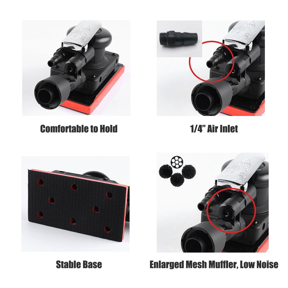 Мини-эксцентриковый пневматический шлифовальный станок с основанием 90x175 мм, самопылесос, высокоскоростной пневматический шлифовальный станок