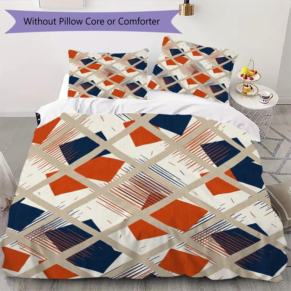 Simple Geometry Pattern Bedding uilt Set uilt Cover Pillowcase Home Decoration Birthday Gift (1 * duvet cover + 2 * pillowcase  without core)19