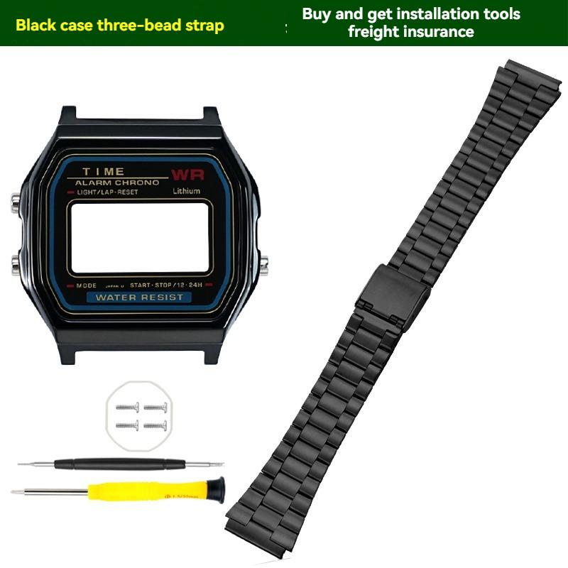 ONEMetal Комплект для модификации корпуса часов для Casio A158 A159 A168 AW158 A158WA A159W-N1 Корпус и ремешок из нержавеющей стали Металлический корпус часов ОбодокMN