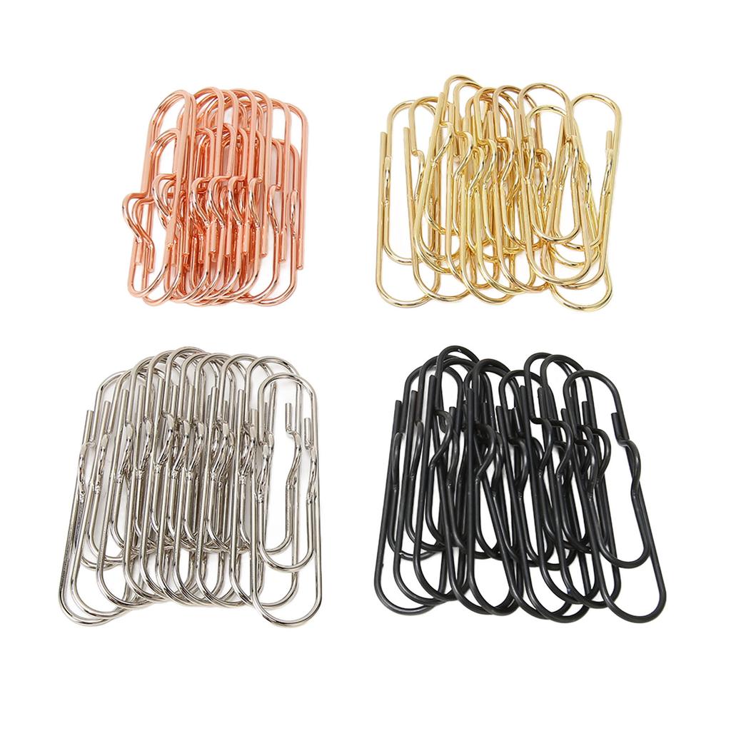 40 Pcs Black Silver Gold Colors Pen Clip Shaped Fancy Cute Planner Clips Page Marker Bookmark C