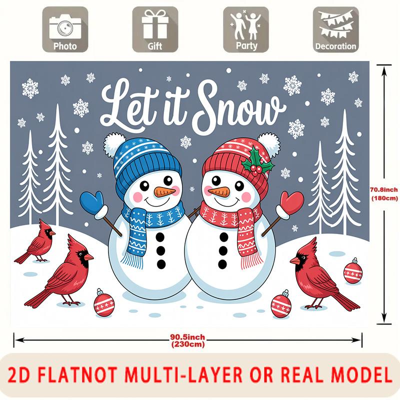 Party Backdrop Christmas Flat Winter Snowman Snowflake Showers Birthdays Weddings Table Photo Booth Decor Front Door Decor
