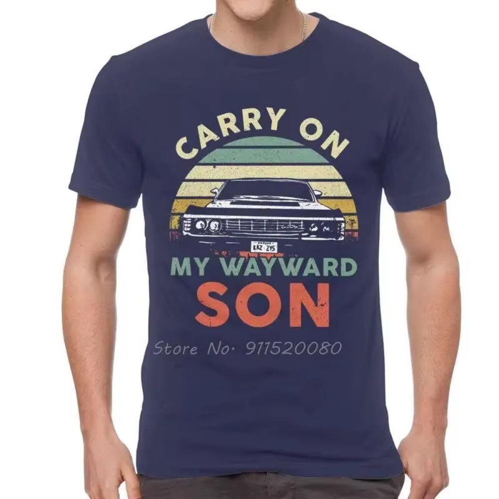 Ретро футболка Carry On My Wayward Son Футболка Драма ТВ Сверхъестественное Футболки Оверсайз Унисекс Топы Уличная одежда Мужская одежда