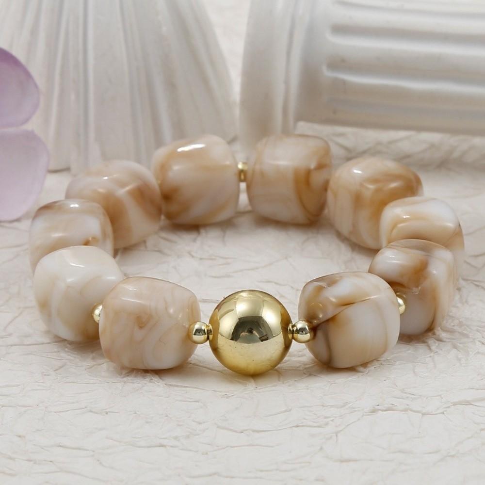 Acrylic Square Beads Bracelet Colorful Stack Hand Chain Elastic Geometric Bracelet Party Jewelry
