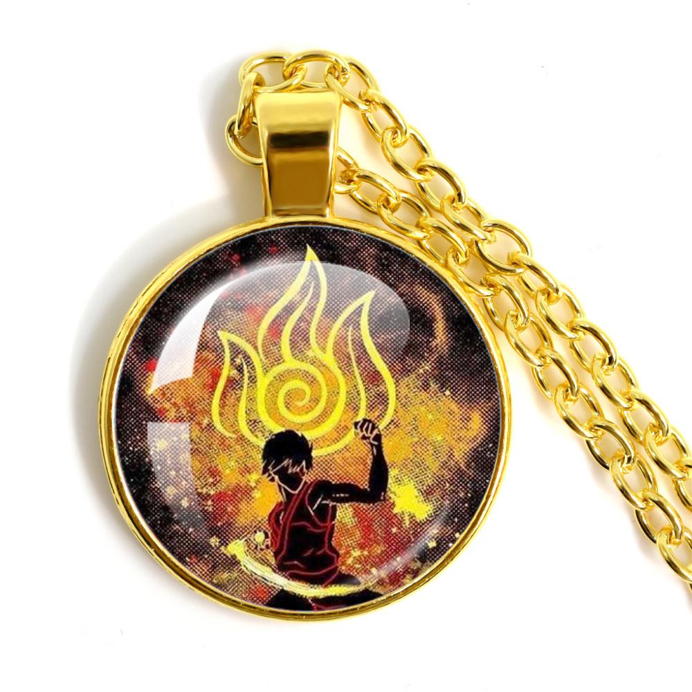 Anime The Last Airbender Fire And Water Tribe Elements Of Water Earth Fire And Air Dome Glass Cabochon Necklace Gift