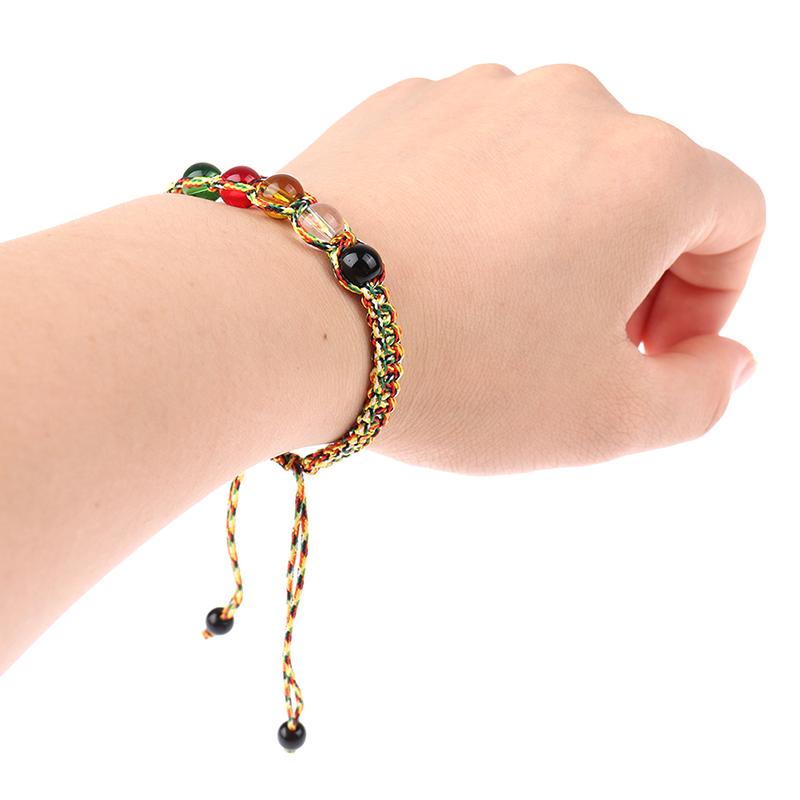 Творческий переводной цветной браслет из веревки с плоским узлом, защитный браслет из пяти элементов из бисера