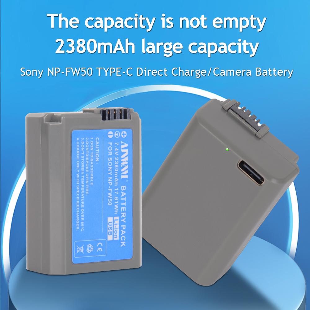 AJNWNM 7.4V 2380mAh USB NP-FW50 NP FW50 NPFW50 Аккумулятор для Sony Alpha a 6500a 6300 A6000 A5000 A3000 NEX-3 a7R a7S NEX-7