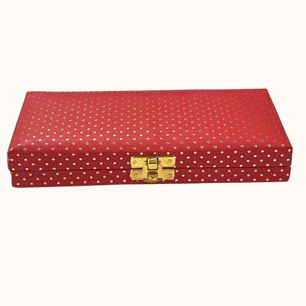 Decorative Wood Shagun Cash and Jewellery Box for Wedding and Festive Gifting, Red, Medium