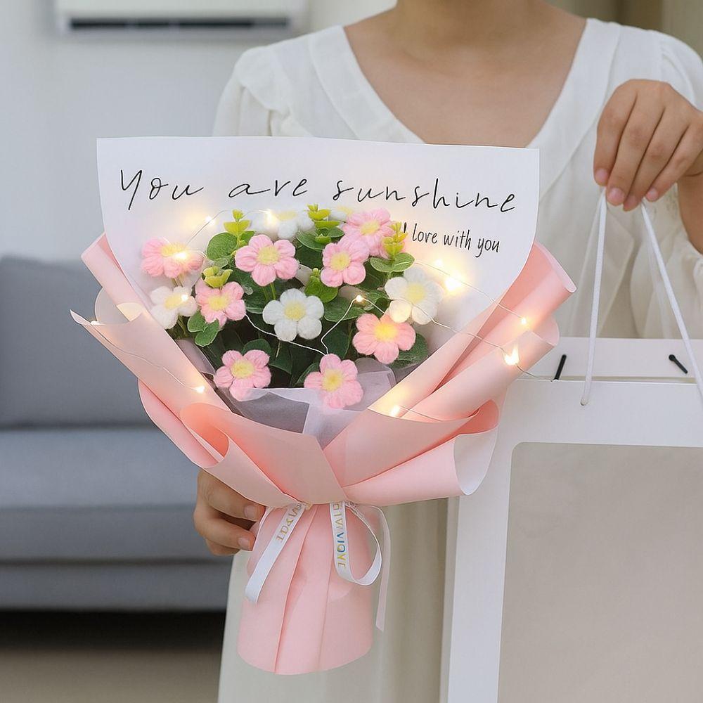 Мягкая пряжа Искусственная цветочная композиция Корейский стиль Вязаные крючком цветы ромашки Свадебная вечеринка