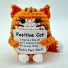 Funny Crochet Cat Doll Ornament Home Room Decoration Handmade Knitted Positive Energy Cat Doll With Card Christmas Party Gifts