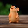 Cute Hamster Statue Wood Carved Animal Figurine Sculpture Home Decor Zodiac Mouse Statuette  Home
