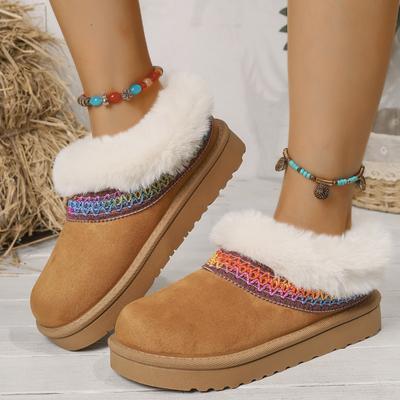 Зимняя внешнеторговая новинка тканые короткие сноубутсы женские на толстой подошве утолщенные с толстой подошвой хлопковые туфли