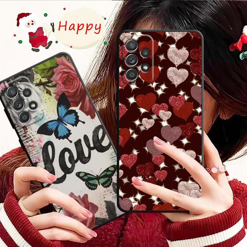 Girl Women Butterfly Crown Love Case For Samsung Galaxy A14 A73 A53 A71 A51 A31 A33 A22 A12 A21s A13 A32 A52s A72 A52 A23