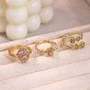 Розовый цирконий Нержавеющая сталь Кольцо для женщин Позолоченное 18K Не тускнеющее Открытое кольцо Свадебные украшения Аксессуары для выпускного Новогодний подарок