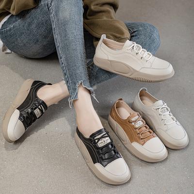 Белые туфли из кожи в стиле ретро, повседневные женские туфли