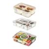 Multi Compartment Snacks Tray Divided Clear Food Storage Box with Portable Handle and Lid Transparent Seasoning Holder