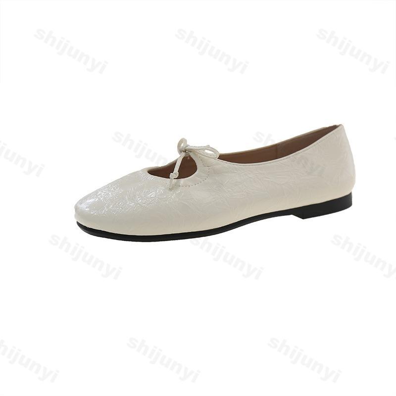 Fashion Women Ballet Flat Shoes 2025 Summer Square Toe Bow Women Loafers Shoes Lace Up Sandals Soft Casual Shoes Mujer De Zapatillas
