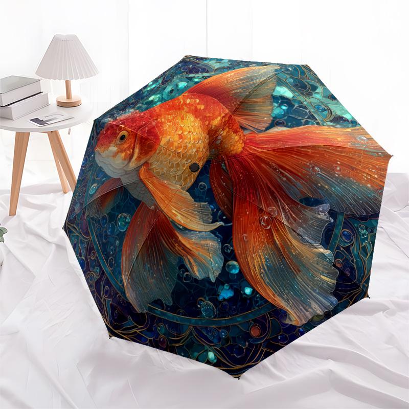 Рисунок "Морская рыба", автоматический складной зонт, портативная и складная конструкция, 8 спиц, рождественский или день рождения подарок.